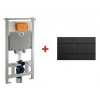 Инсталляция для унитаза OLI 80 механическая (600151) и клавиша Slim черная матовая (659055)